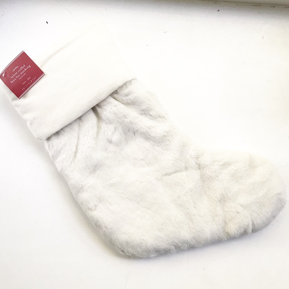 NWT Pottery Barn Faux Fur Solid White Stocking